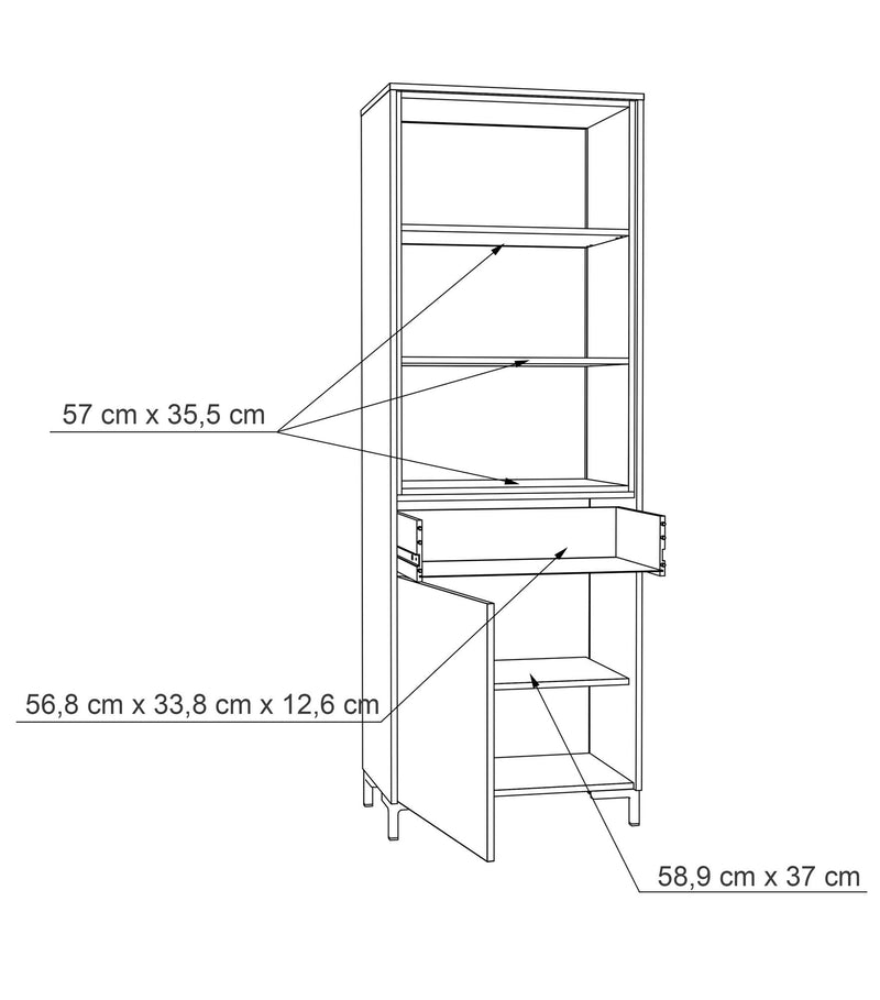 Regal GALACTIQUE 1 Tür Optik Beton grau / Sonoma Eiche von Forte
