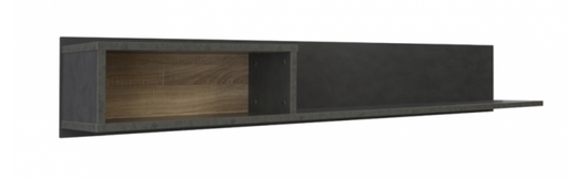 Wandboard GALACTIQUE 184 cm in Beton-Grau mit offenem Fach in Sonoma-Eiche-Optik, Gesamtansicht.