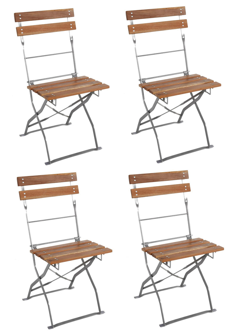 4er Set Biergartenstuhl Gartenstuhl klappbar -  Metall und Akazie