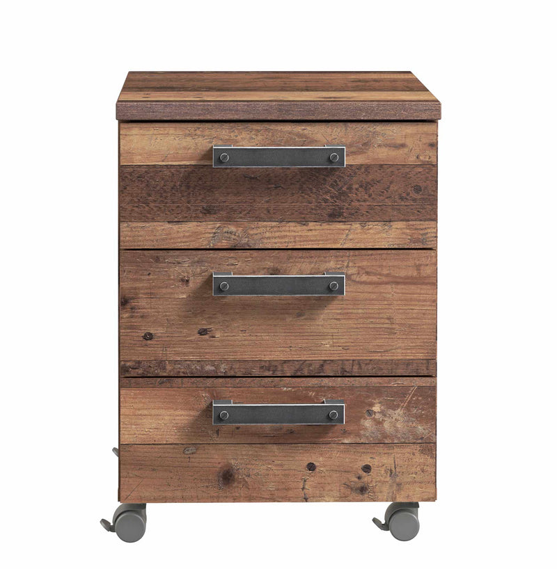 Rollcontainer CLIF 3 Schubladen Optik Old Wood Vintage von Forte