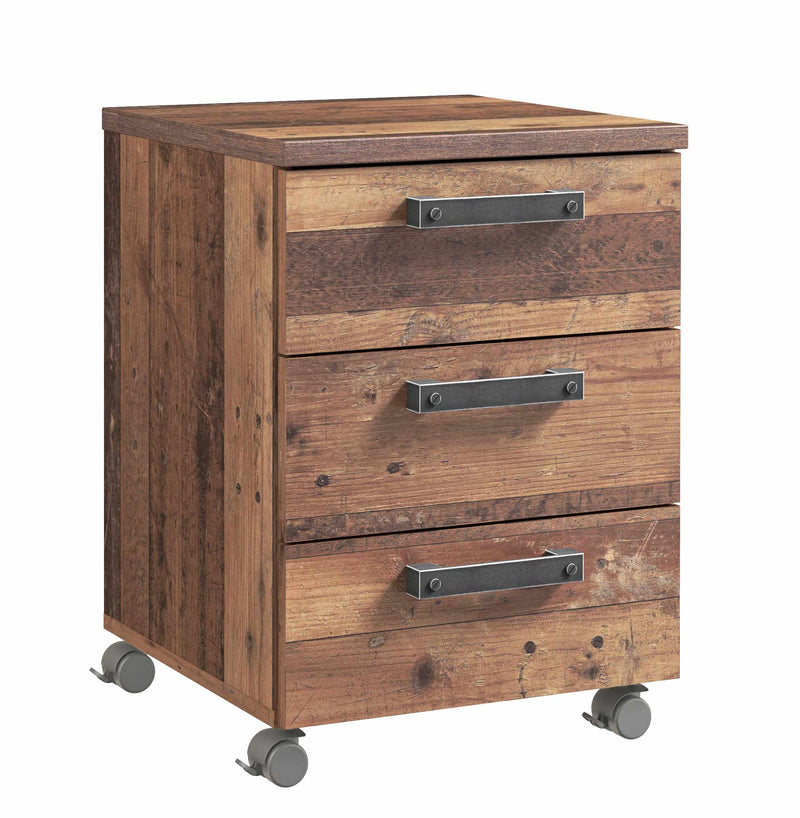 Rollcontainer CLIF 3 Schubladen Optik Old Wood Vintage von Forte