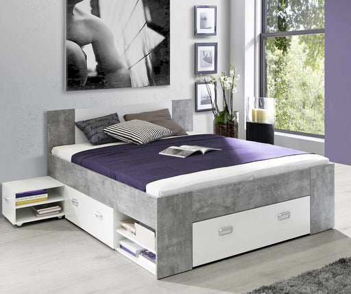 Funktionsbett Jugendbett BOB 140 x 200 cm Beton Optik / weiß von Forte