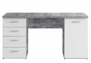 Schreibtisch NETBOB 1-trg 4 Schubladen Beton Optik / Weiß von Forte