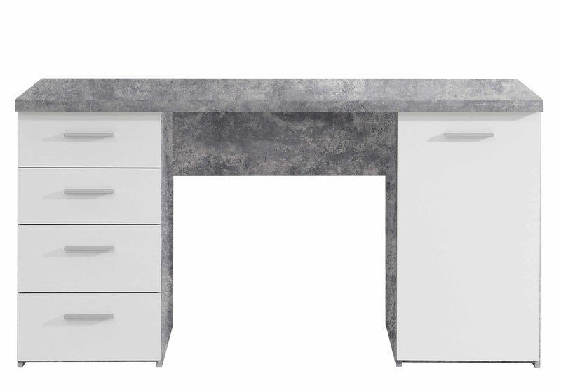 Schreibtisch NETBOB 1-trg 4 Schubladen Beton Optik / Weiß von Forte