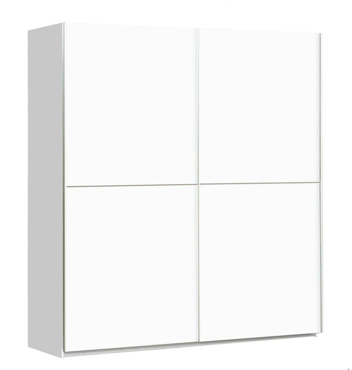 Kleiderschrank WINNER mit zwei großflächigen Schiebetüren und horizontaler Griffleiste, Optik Weiß.