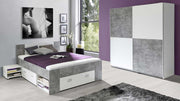 Jugendzimmer WINBOB Bett und Kleiderschrank Weiß / Beton Optik Forte
