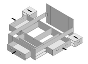 Jugendzimmer WINBOB Bett und Kleiderschrank Weiß / Beton Optik Forte