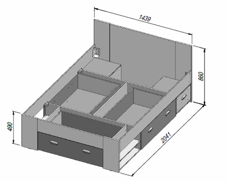 Jugendzimmer WINBOB Bett und Kleiderschrank Weiß / Beton Optik Forte