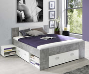 Jugendzimmer WINBOB Bett und Kleiderschrank Weiß / Beton Optik Forte