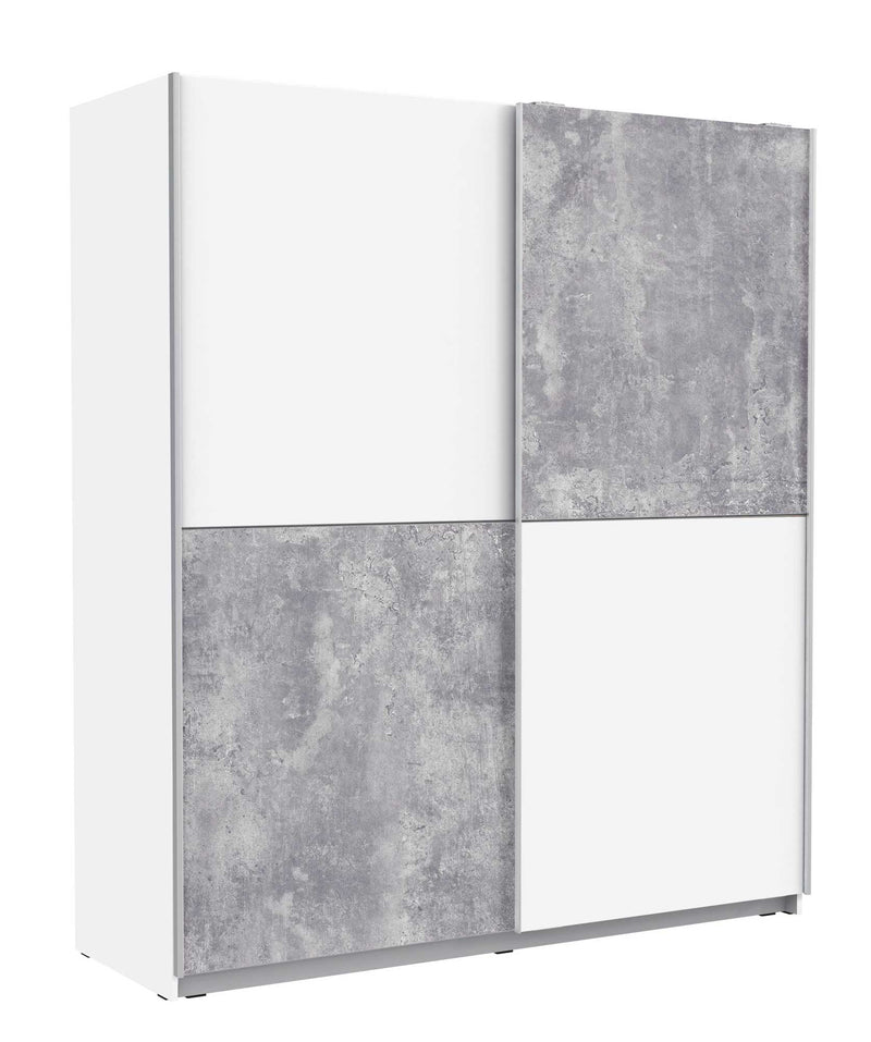 Jugendzimmer WINBOB Bett und Kleiderschrank Weiß / Beton Optik Forte