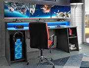 TEZAUR 5B großer Gaming Tisch Computertisch mit LED und Zubehör