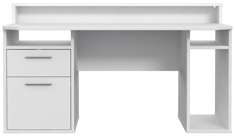 Gaming Tisch TEZAUR 3B Gamer Computertisch Weiß mit LED-Beleuchtung