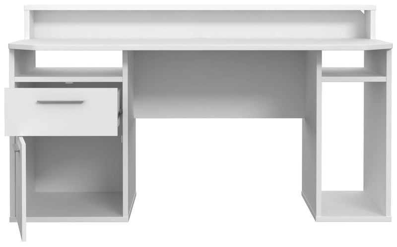 Gaming Tisch TEZAUR 3B Gamer Computertisch Weiß mit LED-Beleuchtung