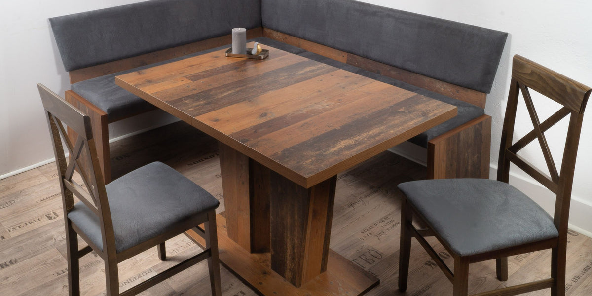 Eckbank Eckbankgruppe Essgruppe MILANO 185 x 150 cm Old Wood Vintage — Trendmöbel24
