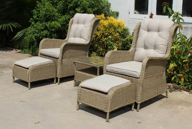 Gartensessel Set VALENCIA 5-teilig Anisbraun inkl. Kissen