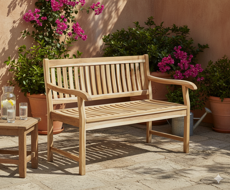 Teak Gartenbank Hemingway 2-sitzig mit Armlehne
