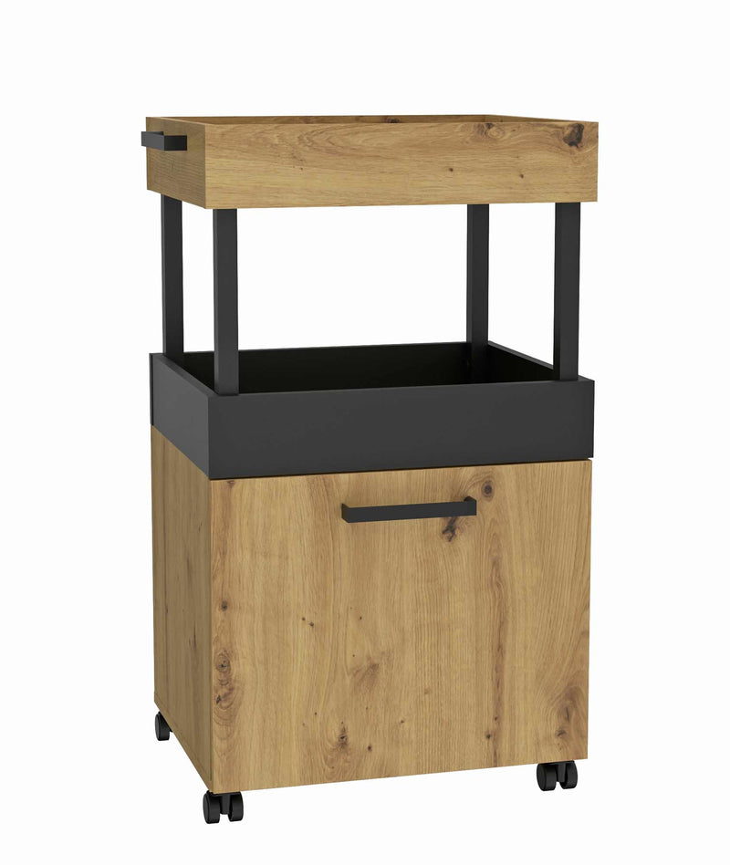 Rollwagen Barwagen HOME BAR 202 Optik Artisan / Eiche Schwarz Forte