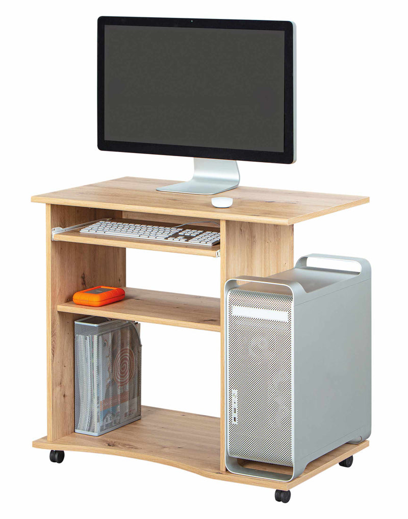 Schreibtisch ADDU kleiner Computertisch mit Rollen in Artisan Eiche