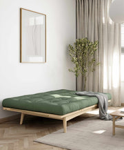 Klappcouch Sofa FOLK mit Klappfunktion Kiefer natur mit Polsterauflage