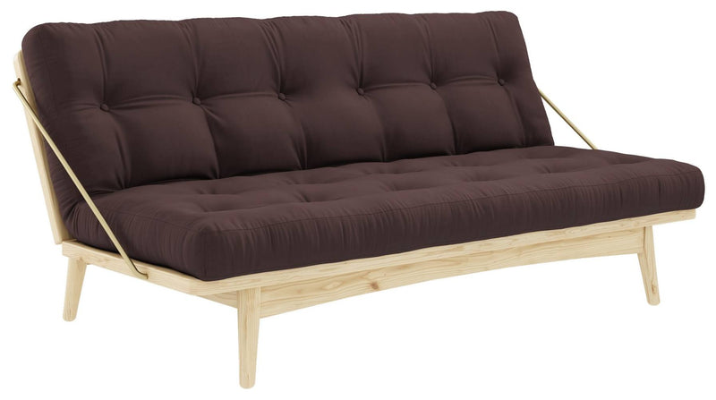 Klappcouch Sofa FOLK mit Klappfunktion Kiefer natur mit Polsterauflage