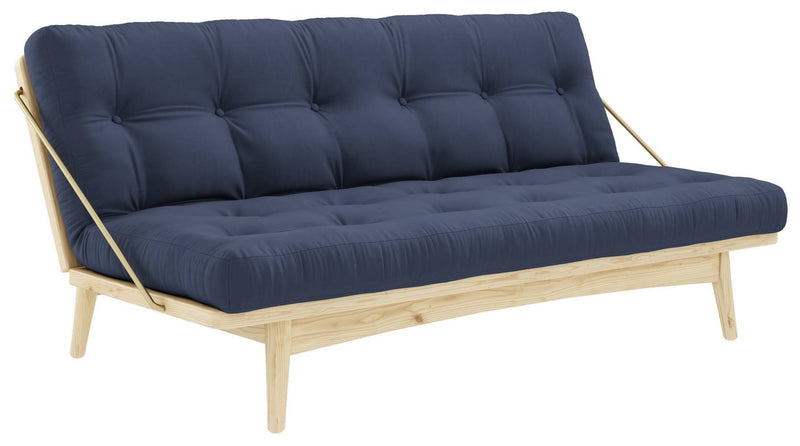 Klappcouch Sofa FOLK mit Klappfunktion Kiefer natur mit Polsterauflage