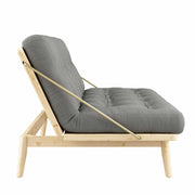 Klappcouch Sofa FOLK mit Klappfunktion Kiefer natur mit Polsterauflage