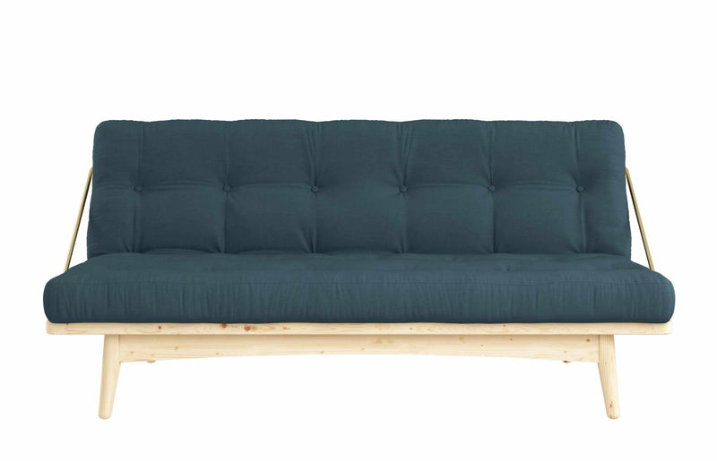 Klappcouch Sofa FOLK mit Klappfunktion Kiefer natur mit Polsterauflage