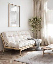 Klappcouch Funktionssofa FOLK mit Cord Bezug Kiefer Natur lackiert