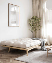 Klappcouch Funktionssofa FOLK mit Cord Bezug Kiefer Natur lackiert