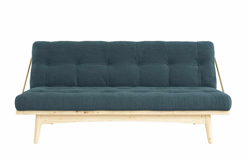 Klappcouch Funktionssofa FOLK mit Cord Bezug Kiefer Natur lackiert