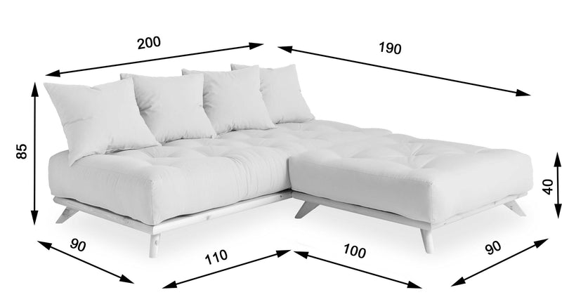 Ecksofa SENZA Sofa Tagesbett mit Hocker Gestell Kiefer natur von Karup
