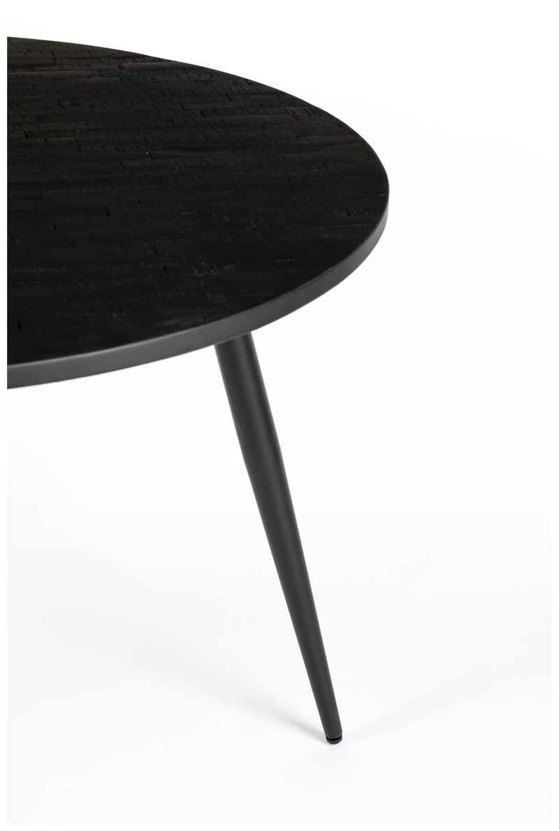 Esstisch MO BLACK 110 cm mit runder Platte aus recycled Teak