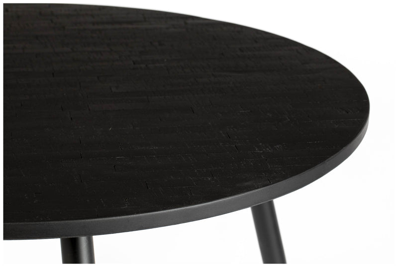 Esstisch MO BLACK 110 cm mit runder Platte aus recycled Teak