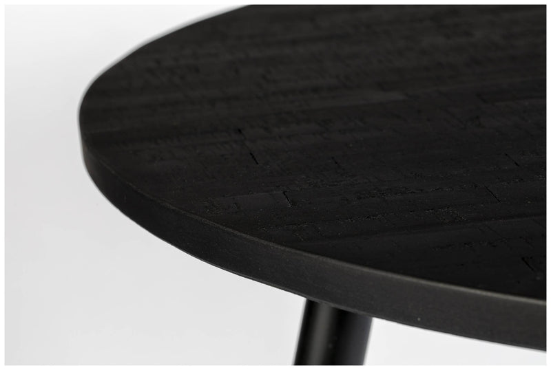 Esstisch MO BLACK 110 cm mit runder Platte aus recycled Teak
