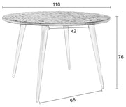 Esstisch MO BLACK 110 cm mit runder Platte aus recycled Teak
