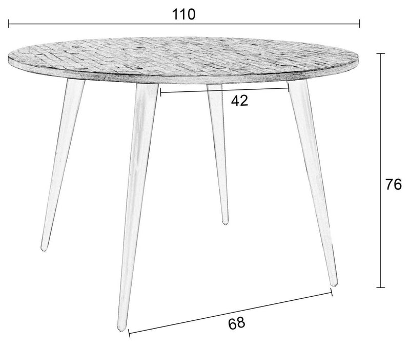 Esstisch MO BLACK 110 cm mit runder Platte aus recycled Teak