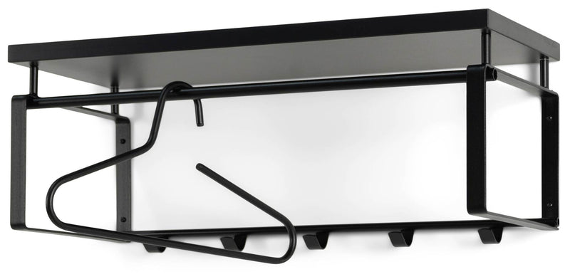 Wandgarderobe REX 3 Schwarz Garderobe mit 5 Haken und Hutablage