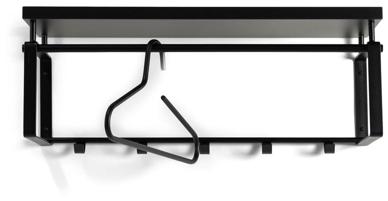 Wandgarderobe REX 3 Schwarz Garderobe mit 5 Haken und Hutablage