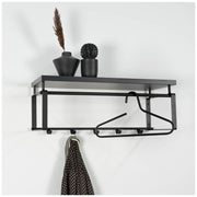Wandgarderobe REX 3 Schwarz Garderobe mit 5 Haken und Hutablage