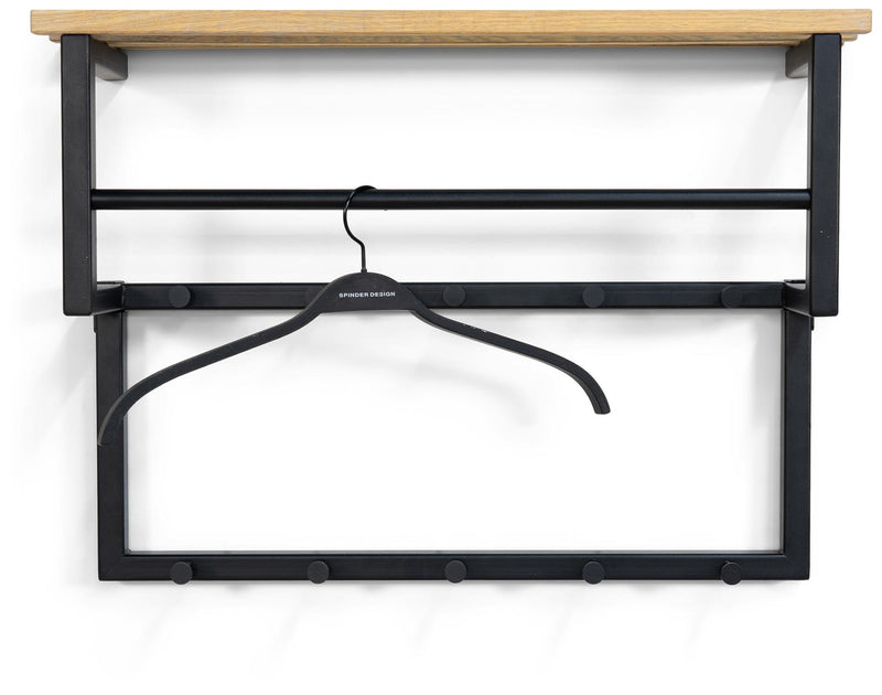 Garderobe Wandgarderobe RIZZOLI XS Schwarz mit Ablage, von Spinder