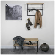 Schuhregal Garderobenbank RIZZOLI Metall Schwarz und Eiche von Spinder