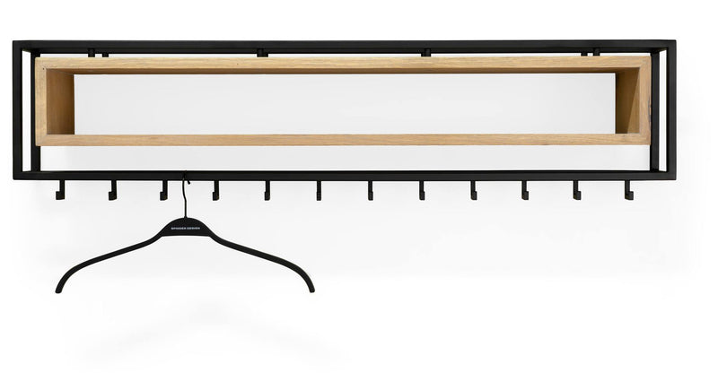 Garderobe Wandgarderobe SCHOOL 120 Stahl Schwarz Ablage Eiche, Spinder