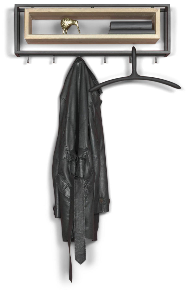 Garderobe Wandgarderobe SCHOOL 80 Stahl Schwarz Ablage Eiche Spinder