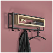 Garderobe Wandgarderobe SCHOOL 80 Stahl Schwarz Ablage Eiche Spinder