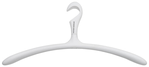Kleiderbügel ARX Weiß in Gesamtansicht mit ergonomischem Design und rutschhemmender Beschichtung.