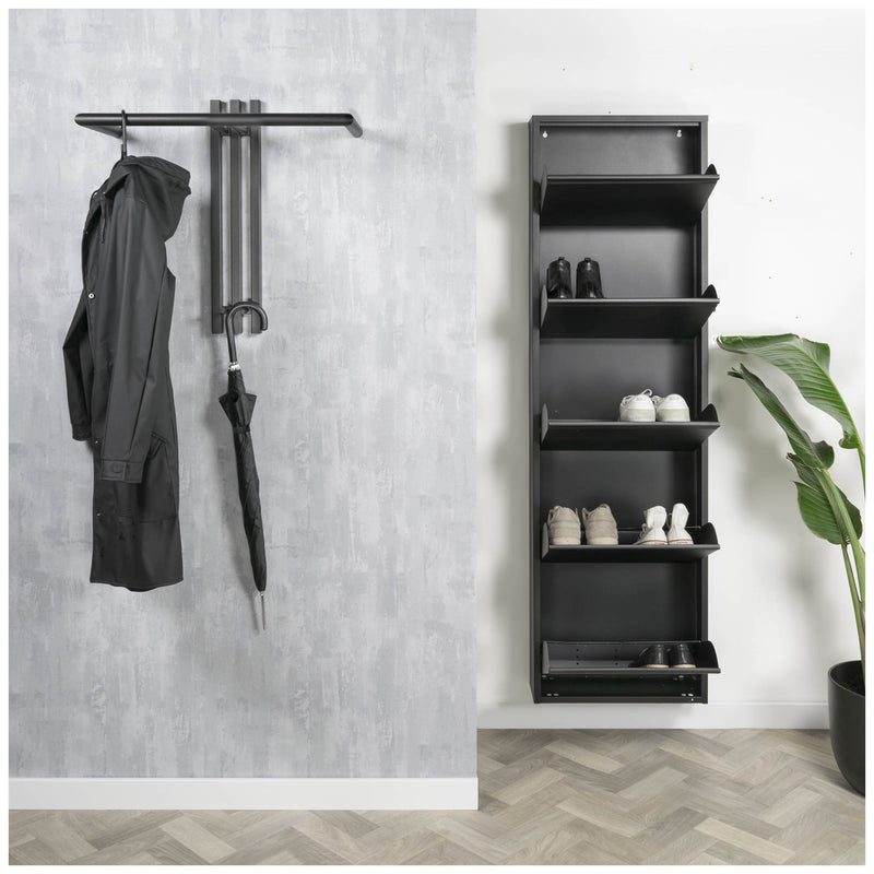 Wandgarderobe SENZA 1 Stahl Schwarz Garderobenhalter Spinder Design