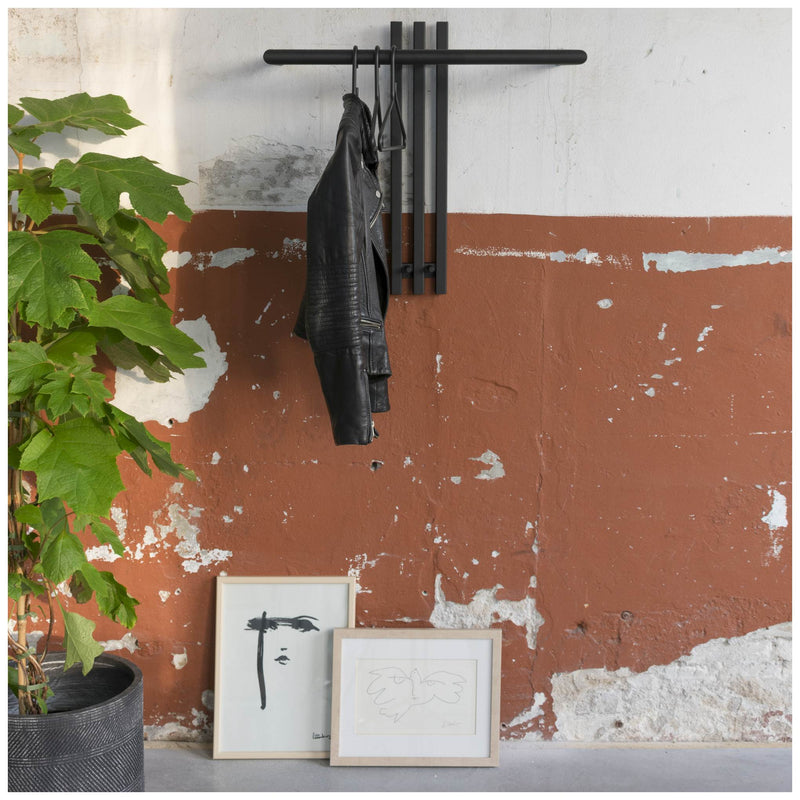 Wandgarderobe SENZA 1 Stahl Schwarz Garderobenhalter Spinder Design