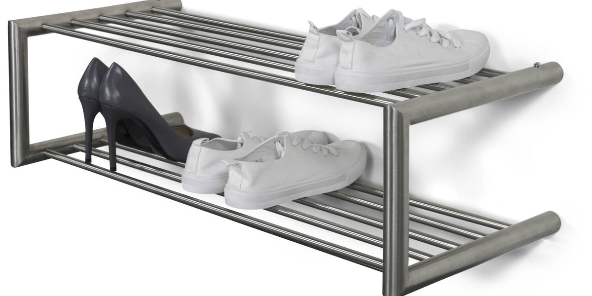 Schuhregal SOENZ Edelstahl, Wandregal mit 2 Ablagen von Spinder Design — Trendmöbel24