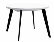 Esstisch Ausziehtisch TABLE ROUND 110 - 155 cm Weiß Metallfüße schwarz