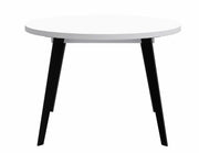Esstisch Ausziehtisch TABLE ROUND 110 - 155 cm Weiß Metallfüße schwarz